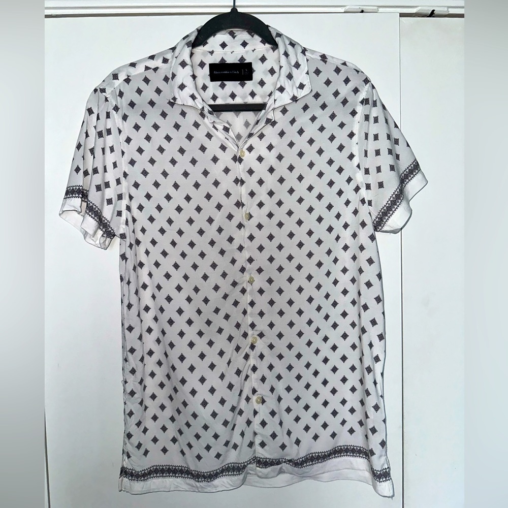 Abercrombie & Fitch short sleeve rayon resort shirt in white